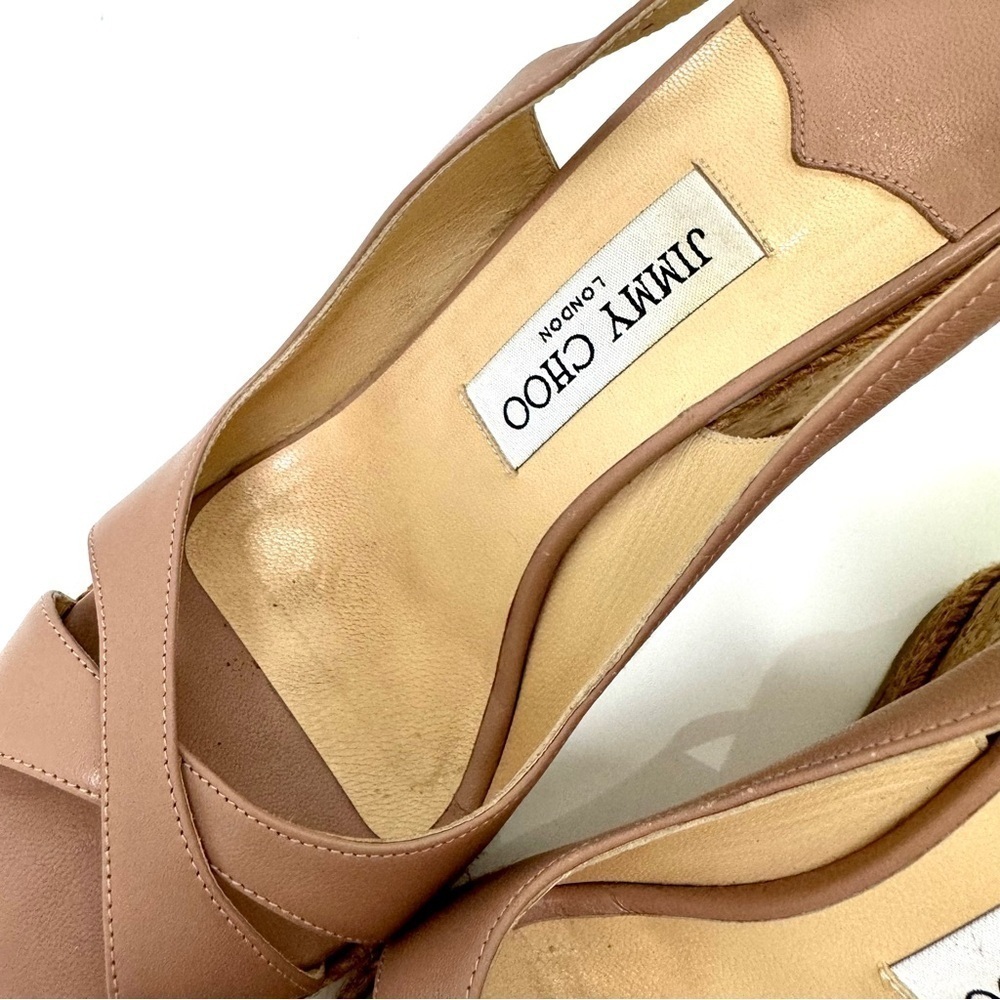 Jimmy Choo Ballet-pink leather Amely wedge heeled pumps, Size 38,5 - Picture 9 of 13